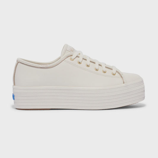 Keds Triple Up Leather Off White with Gold Trim